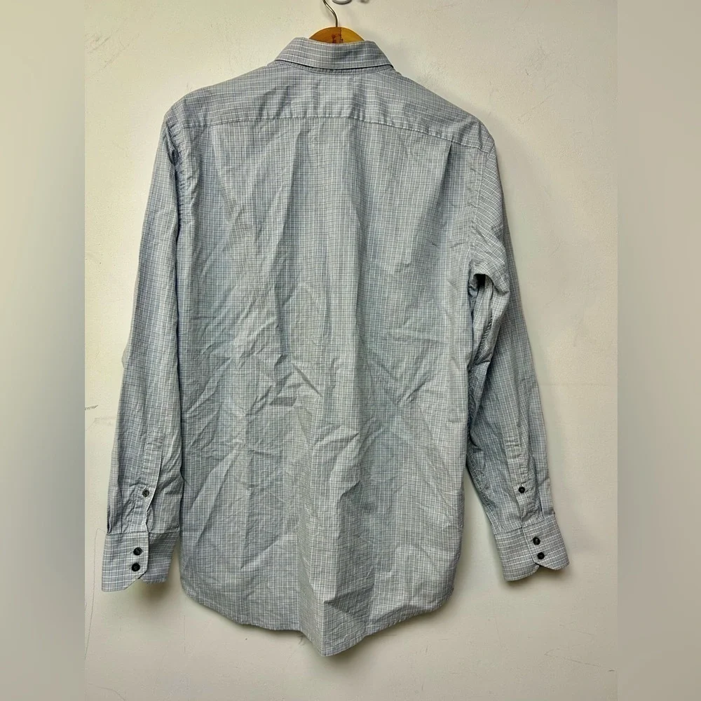 LACOSTE MENS STRIPED BUTTON DOWN SHIRT BLUE GRAY SIZE 42 Us L Minimalist classic